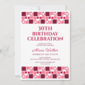 マルーンピモダンックデジタルフレームフォト誕生日 招待状 (正面)