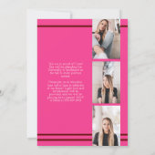 マルーンピンクのスクールカラー卒業発表 招待状 (裏面)