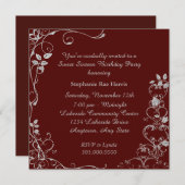 マルーンフェイクダイヤモンドスワールスウィート16誕生日パーティー 招待状 (正面/裏面)