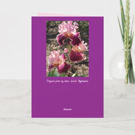 マルーンフラワーズフローラアイリスマザーズデイカード カード (裏面)