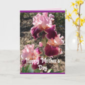 マルーンフラワーズフローラアイリスマザーズデイカード カード (黄色い花)