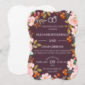 マルーンフローラ結婚式招待状 (正面/裏面)