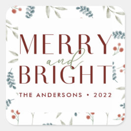 マルーンブメリーライトクリスマスボタニカルファミリー スクエアシール