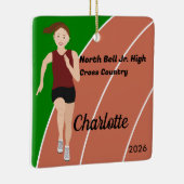 マルーンブラックのトラックアンドフィールドガールブラウンヘア セラミックオーナメント (右)