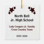 マルーンブラックのトラックアンドフィールドガールブラウンヘア セラミックオーナメント (裏面)