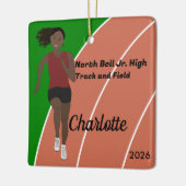 マルーンブラックの黒いヘアトラックとフィールドガール セラミックオーナメント (左)