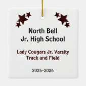 マルーンブラックの黒いヘアトラックとフィールドガール セラミックオーナメント (裏面)