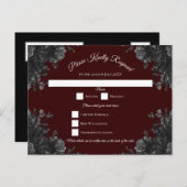 マルーンブラックグレーバラゴシック結婚式RSVP返信 シーズンポストカード (正面/裏面)