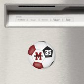 マルーンブラックサッカーパーソナライズされたチームカラー マグネット (インサイチュ (食洗機))