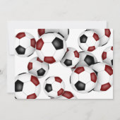 マルーンブラックサッカーボール子供の誕生日パーティー 招待状 (裏面)