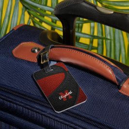 マルーンブラックチームカラーズパーソナライズされたバスケットボール ラゲッジタグ