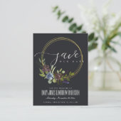 マルーンブラック開花の葉のリース日付を保存 案内ポストカード (スタンド正面)