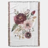 マルーンブルガンディピンクウォーター色フローラ植物学 スローブランケット (正面縦)