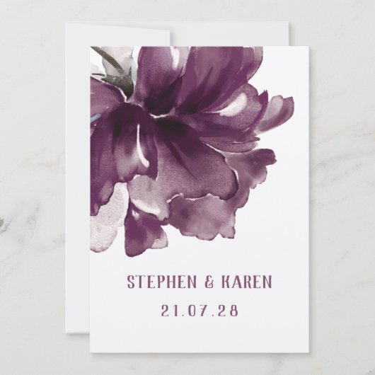 マルーンブルガンディポピーエレガントな結婚式 招待状 (正面)