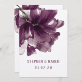 マルーンブルガンディポピーエレガントな結婚式 招待状 (正面/裏面)