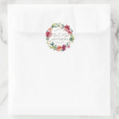 マルーンブルゴーニュグリーンフローラウェディングシャワー ラウンドシール (バッグ)