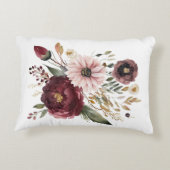 マルーンブルゴーニュ赤面ピンクフローラウォーター色 アクセントクッション (裏面)