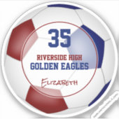 マルーンブルーサッカーチームは女の子の男の子をカラー シール (正面)