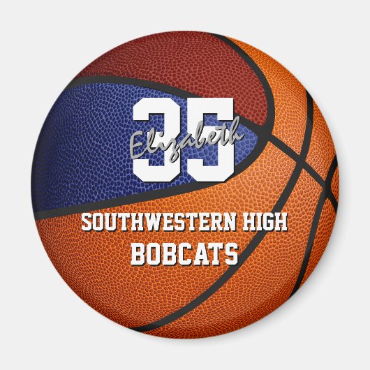 マルーンブルースポーツチームカラーズバスケットボール マグネット (正面)