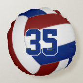 マルーンブルーチームカラーキッズバレーボール ラウンドクッション (裏面)