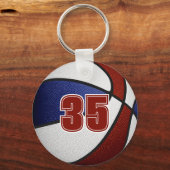 マルーンブルーチームカラーズガールズボーイズバスケットボール キーホルダー (裏面)