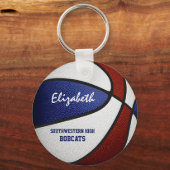 マルーンブルーチームカラーズガールズボーイズバスケットボール キーホルダー (正面)