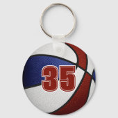 マルーンブルーチームカラーズガールズボーイズバスケットボール キーホルダー (裏面)