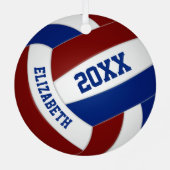 マルーンブルーチームカラーズスポーツバレーボール メタルオーナメント (裏面)