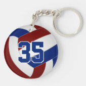 マルーンブルーチームカラーバレーパーソナライズされたボール キーホルダー (裏面)