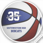 マルーンブルーバスケットボールチームカラーパーソナライズされた シール (正面)