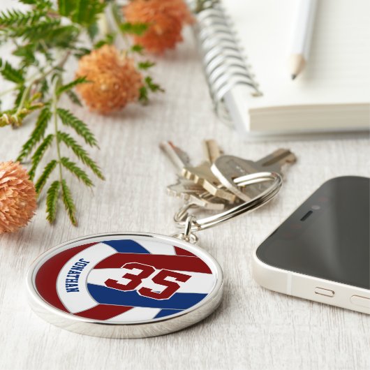 マルーンブルーバレーボールチームが彼女の名前を塗る キーホルダー (側面)