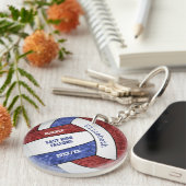 マルーンブルーパーソナライズされたチームカラーバレーボール キーホルダー (正面右)