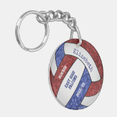 マルーンブルーパーソナライズされたチームカラーバレーボール キーホルダー (正面左)