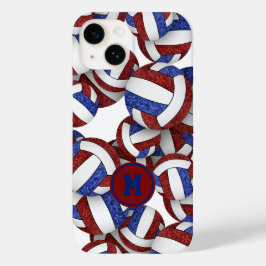 マルーンブルーモノグラムのボガーリーレーボールパターン Case-Mate iPhone 14ケース