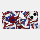 マルーンブルーモノグラムのボガーリーレーボールパターン Case-Mate iPhoneケース (裏面 (横))