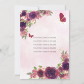 マルーンプラムレッド金ゴールドフローラプリンセスキンセアニラ 招待状 (裏面)