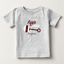 マルーンプレイドラトルアギーベビーTシャツ