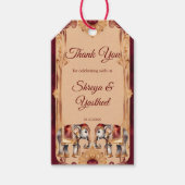 マルーンベージュ結婚インディアンの象の好意 ギフトタグ (正面)