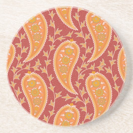 マルーンペイズリー：トルコキュウリオーナメント。 コースター (正面)