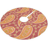 マルーンペイズリー：トルコキュウリオーナメント。 ブラッシュドポリエステルツリースカート (アングル)