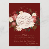 マルーンホリデーパーティーポインセチアリーススプレンドール 招待状 (正面)