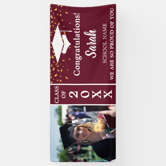 マルーンホワイトカスタム卒業フォトクラス2025 横断幕 (縦)