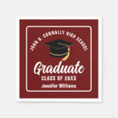 マルーンホワイトカスタム卒業2025年度卒業パーティー スタンダードカクテルナプキン (正面)