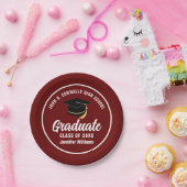 マルーンホワイトカスタム卒業2025年度卒業パーティー ペーパープレート (パーティー)