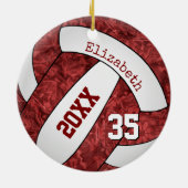 マルーンホワイトガールズスポーツバレーボールチームmemouro セラミックオーナメント (裏面)
