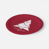 マルーンホワイトクリスマスツリー名ホリデーパーティー ペーパープレート (アングル)