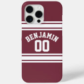 マルーンホワイトジャージストライプ名前をカスタムする番号 Case-Mate iPhoneケース (裏面)