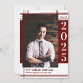 マルーンホワイトスクールカラー卒業写真プライド 招待状 (正面)