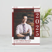 マルーンホワイトスクールカラー卒業写真プライド 招待状 (スタンド正面)