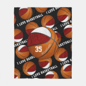 マルーンホワイト私はバスケットボールの女の子チームカラーが大好き フリースブランケット (正面)